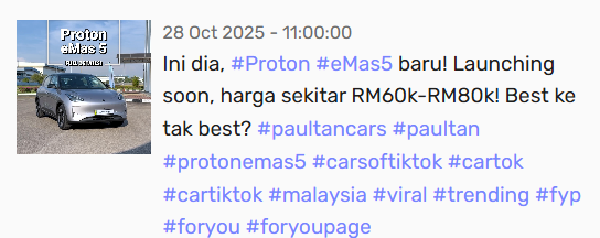 Automotive content creator @paultancars&nbsp; shares in-depth EV car reviews in Malaysia, along with up-to-date electric vehicle news and insights